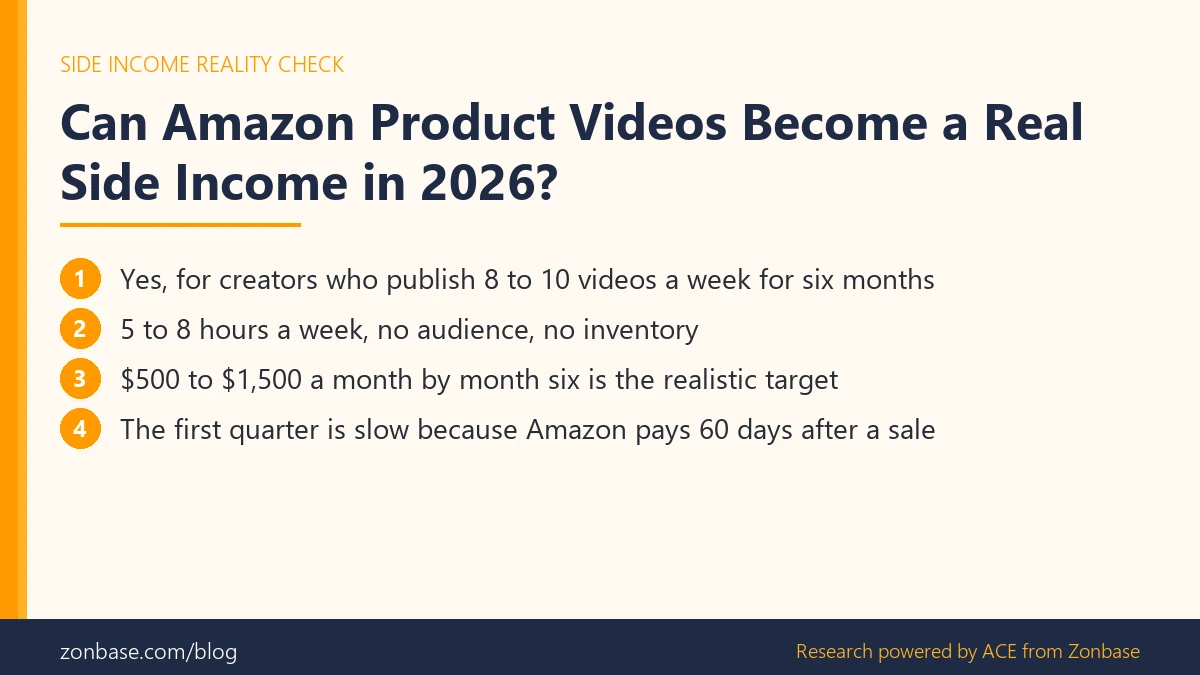 Can Amazon product videos become a real side income in 2026: time needed, realistic targets and the slow first quarter