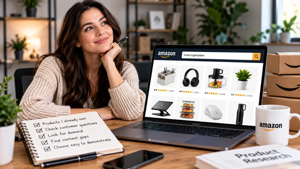 How beginners find Amazon products to review: products they own, customer questions, demand and content gaps