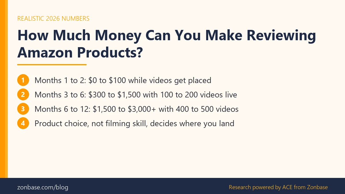 How much money you can make reviewing Amazon products: earnings by stage from the first months to year one